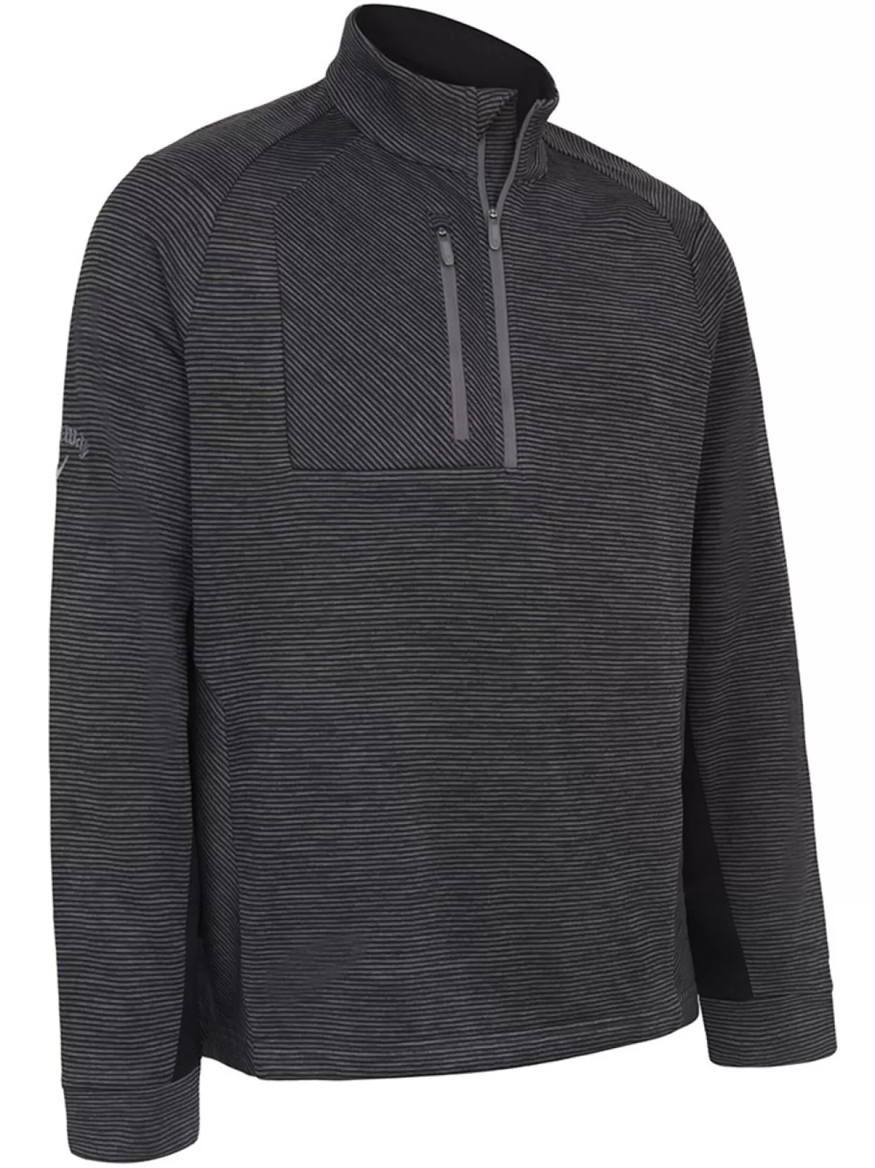 Men Callaway Jumpers< Heather Stripe Fleece Back 1/4 Zip - Black Heather