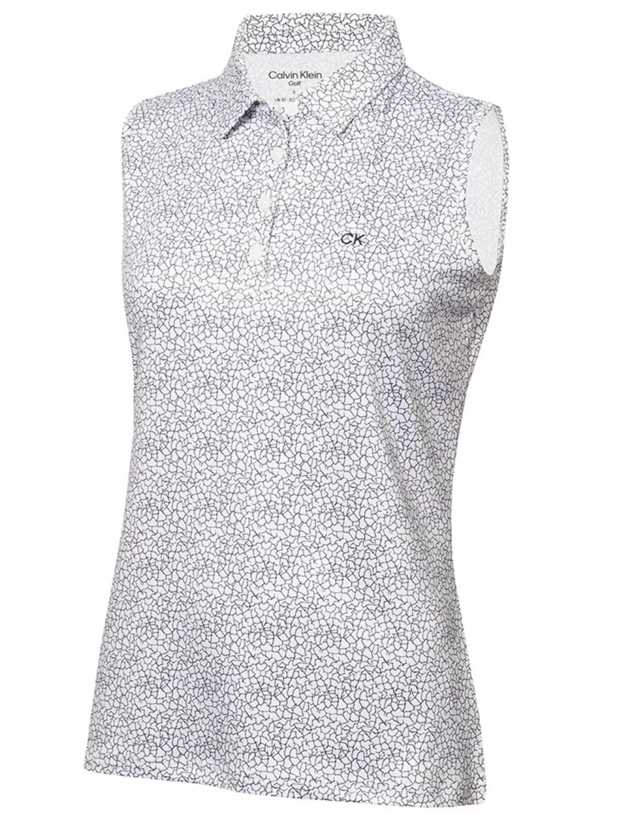 Women Calvin Klein Shirts< Women'S Crackle Sleeveless Polo - White/Navy