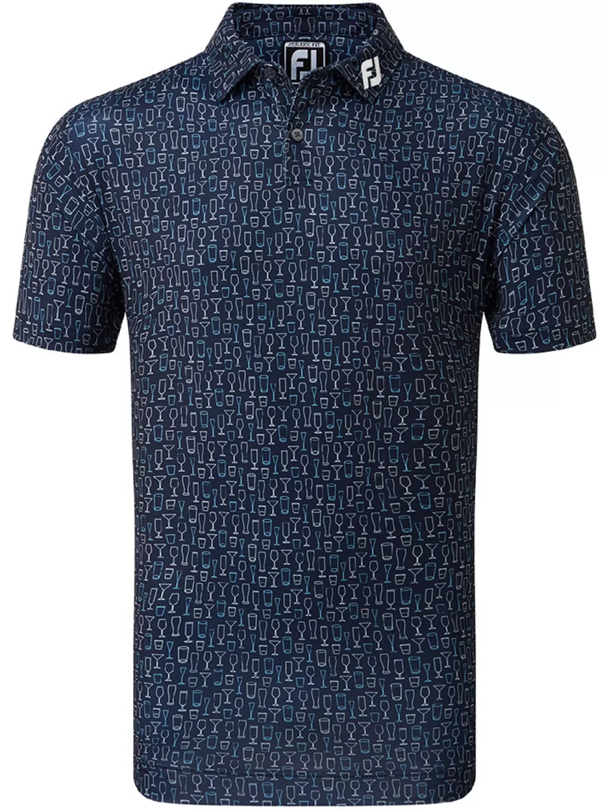 Men FootJoy Shirts< Lisle Glass Print Golf Shirt - Navy