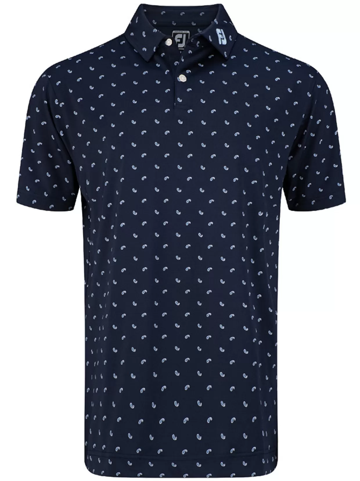 Men FootJoy Shirts< Lisle Paisey Print Golf Shirt (Athletic Fit) - Navy/Sky