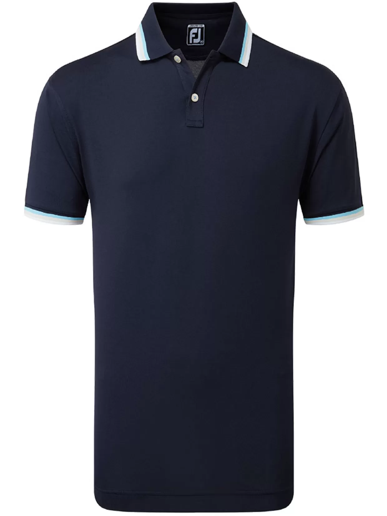 Men FootJoy Shirts< Solid Pique With Trim Golf Shirt - Navy