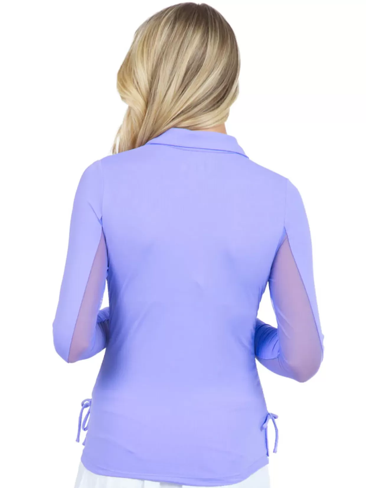 Women IBKUL Shirts< Adjustable Long Sleeve Zip Polo - Lavender