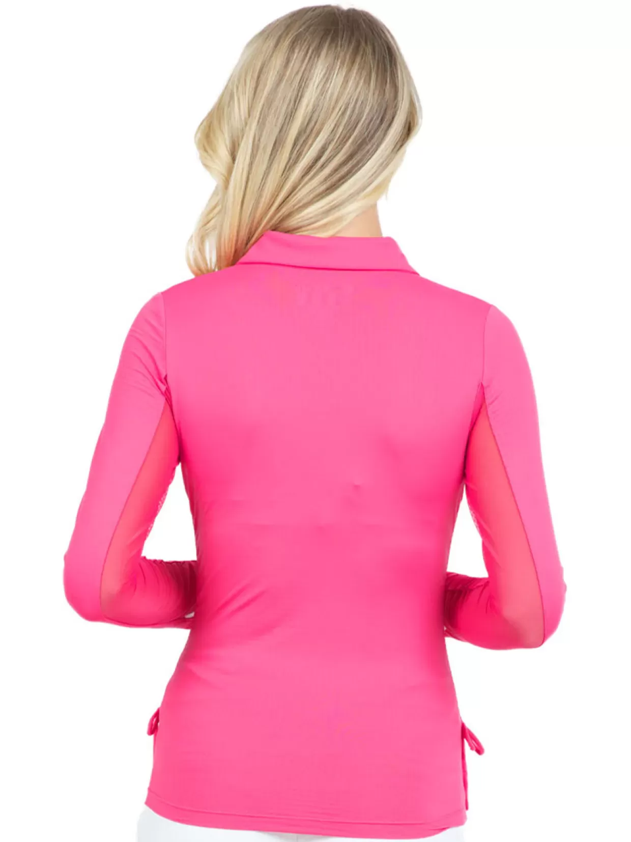 Women IBKUL Shirts< Adjustable Long Sleeve Zip Polo - Watermelon