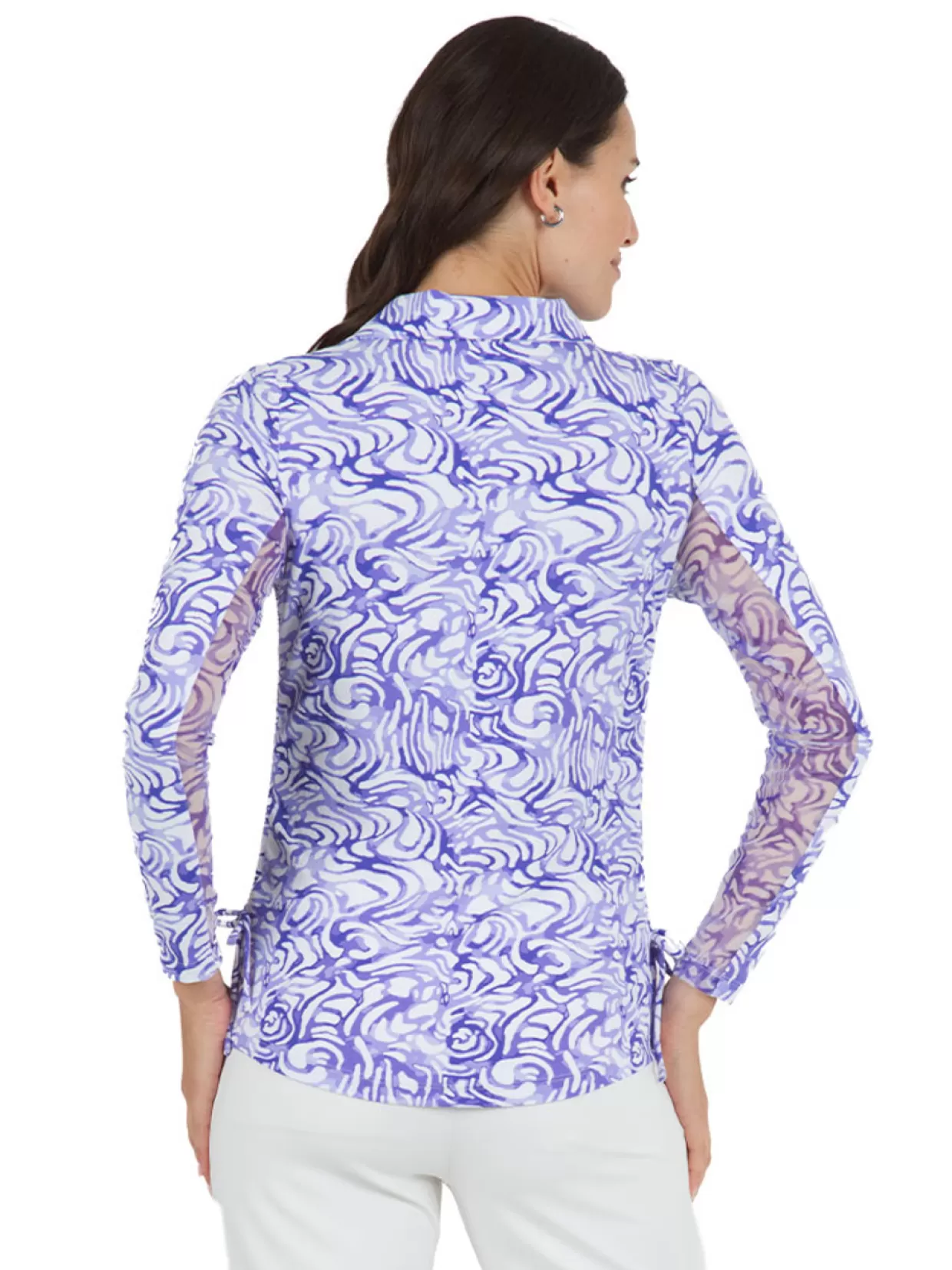 Women IBKUL Shirts< Kinsley Print Long Sleeve Mock Neck Top - Plum/Lavender