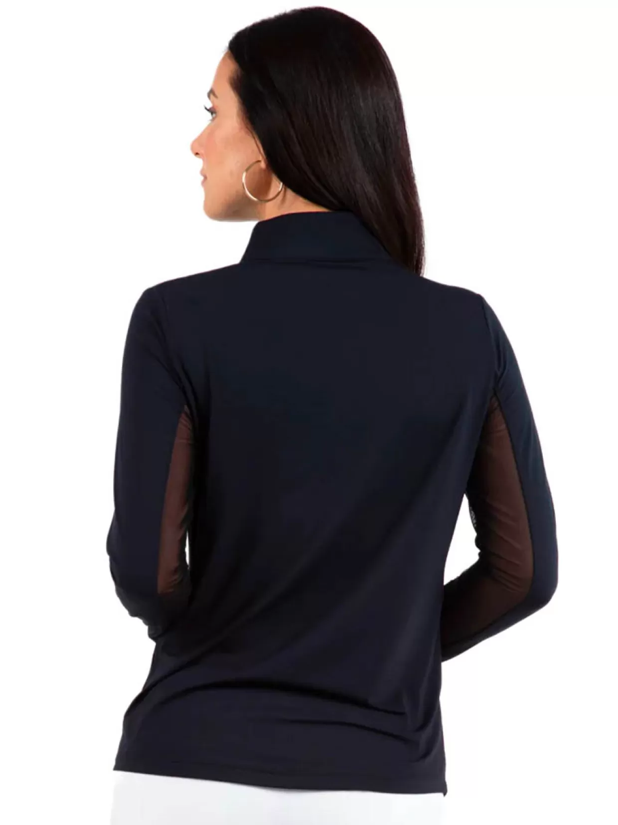 Women IBKUL Shirts< Solid Long Sleeve Mock Neck Top - Black