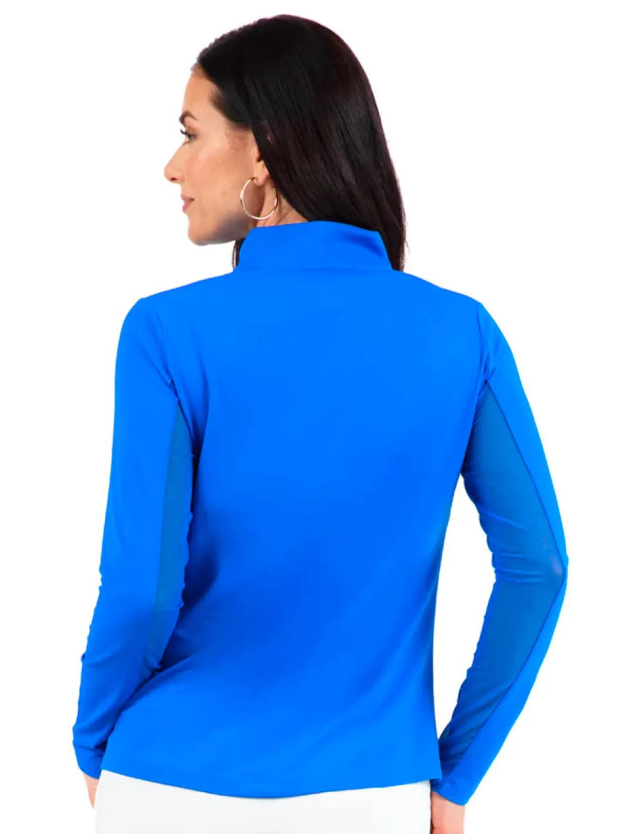 Women IBKUL Shirts< Solid Long Sleeve Mock Neck Top - Blue