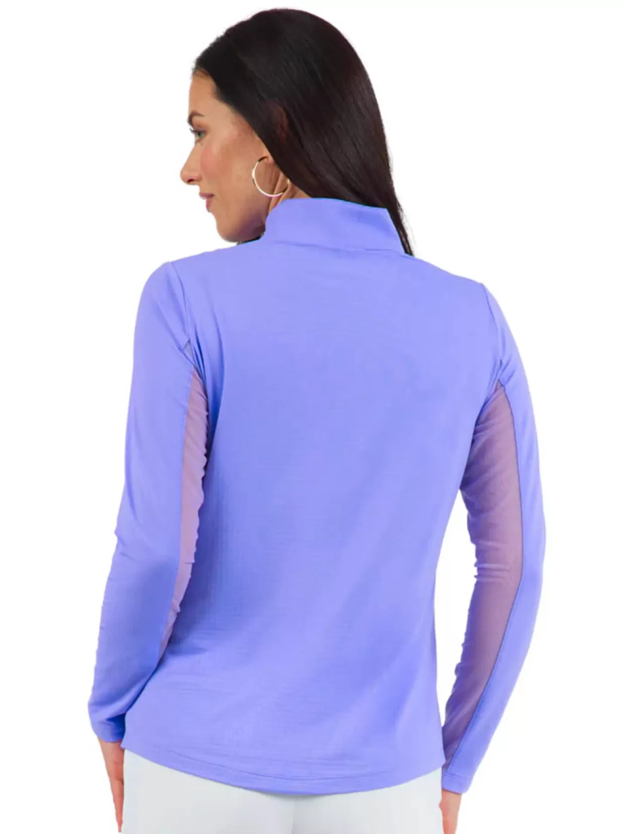 Women IBKUL Shirts< Solid Long Sleeve Mock Neck Top - Lavender