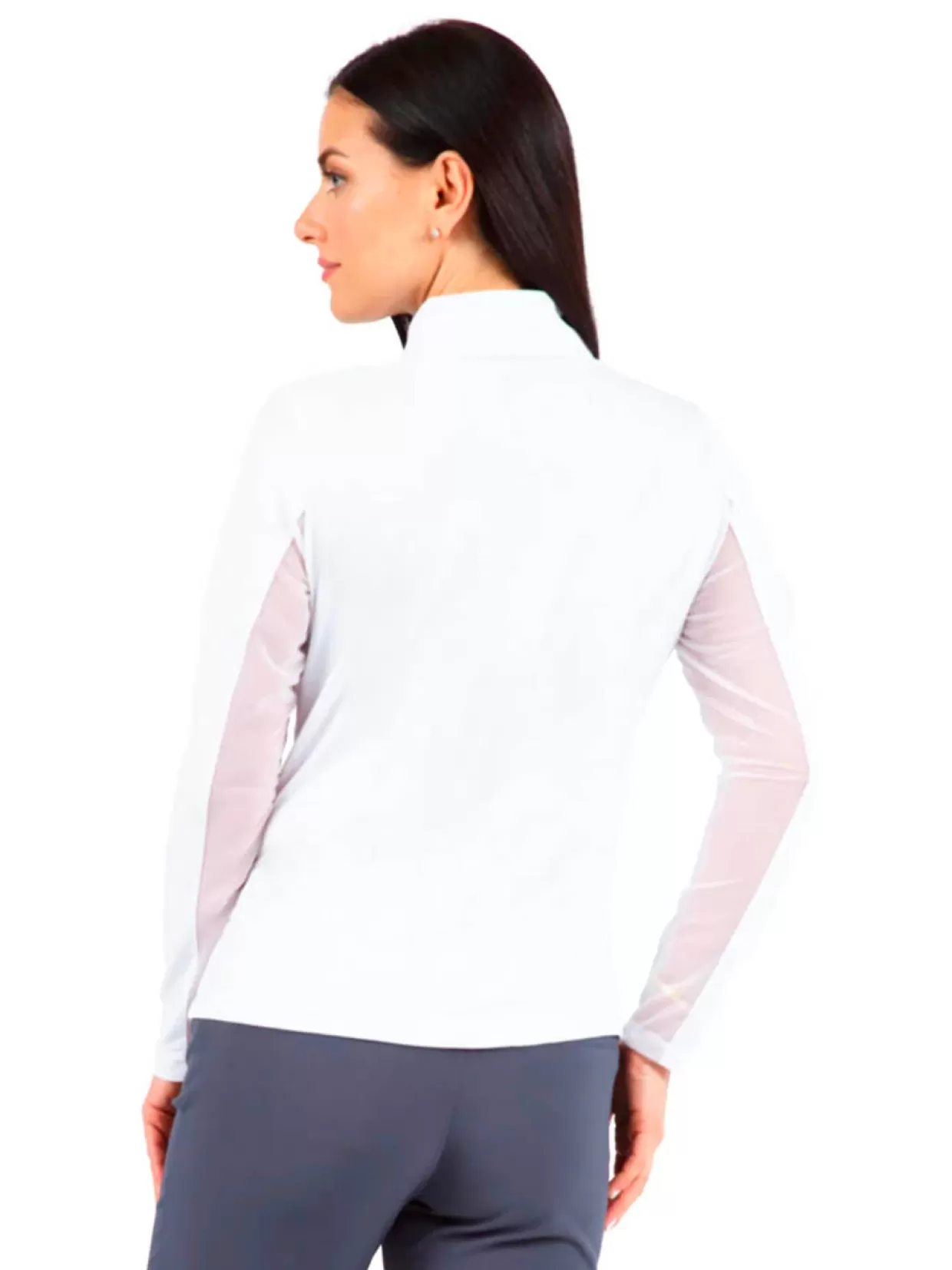 Women IBKUL Shirts< Solid Long Sleeve Mock Neck Top - White