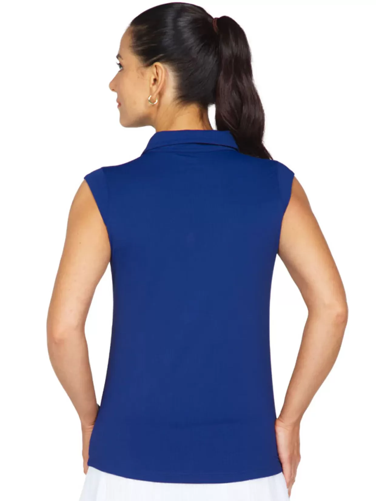 Women IBKUL Shirts< Solid Sleeveless Polo - Navy