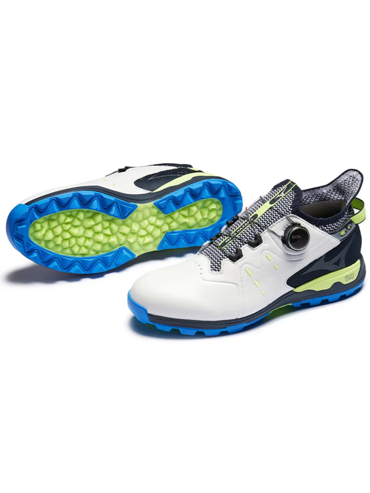 Men Mizuno Mens Golf Shoes< Wave Hazard Pro Boa Golf Shoes - White/Neo Lime