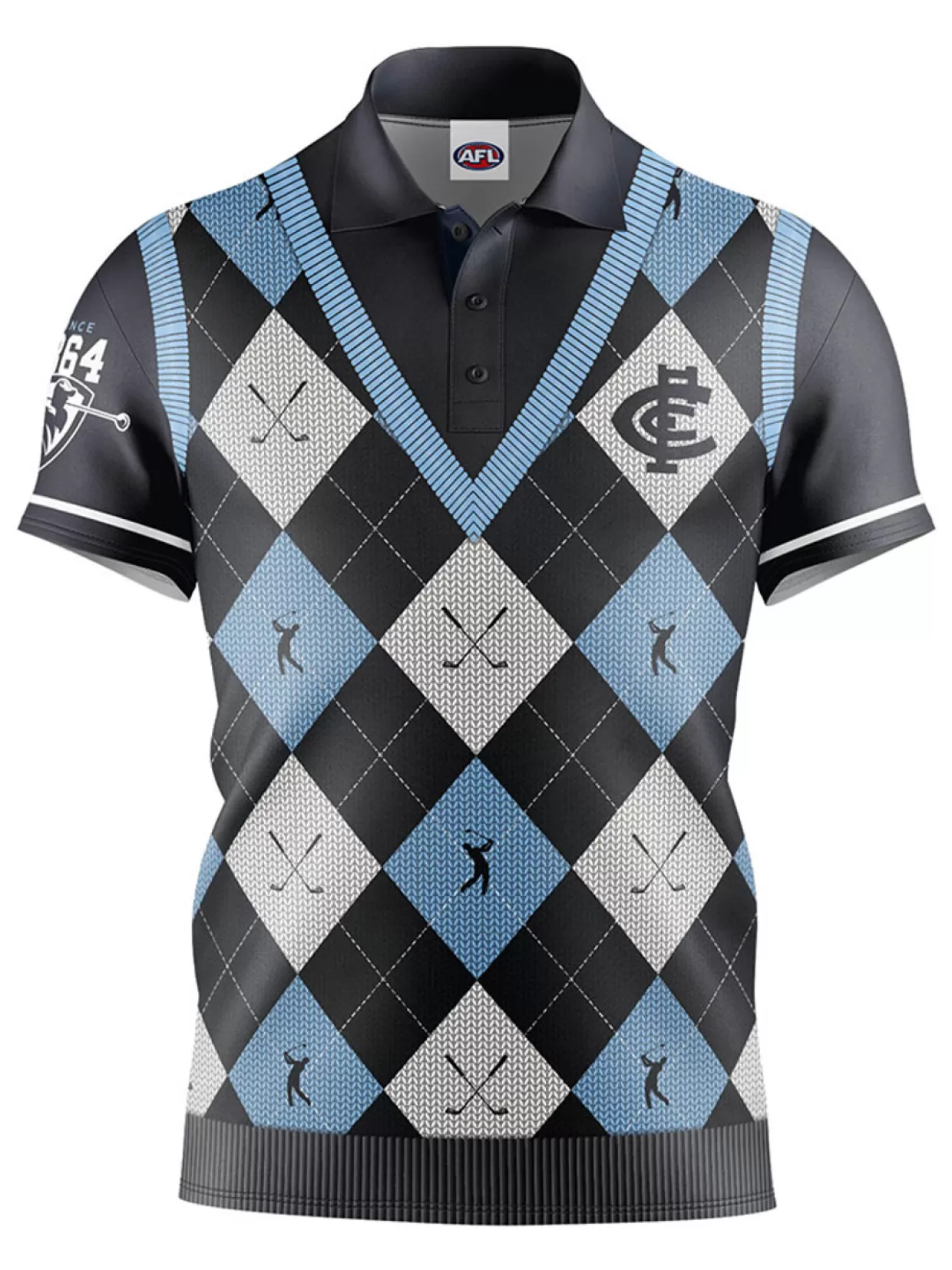 Men Official AFL Shirts< Fairway Golf Polo Shirt - Carlton Blues