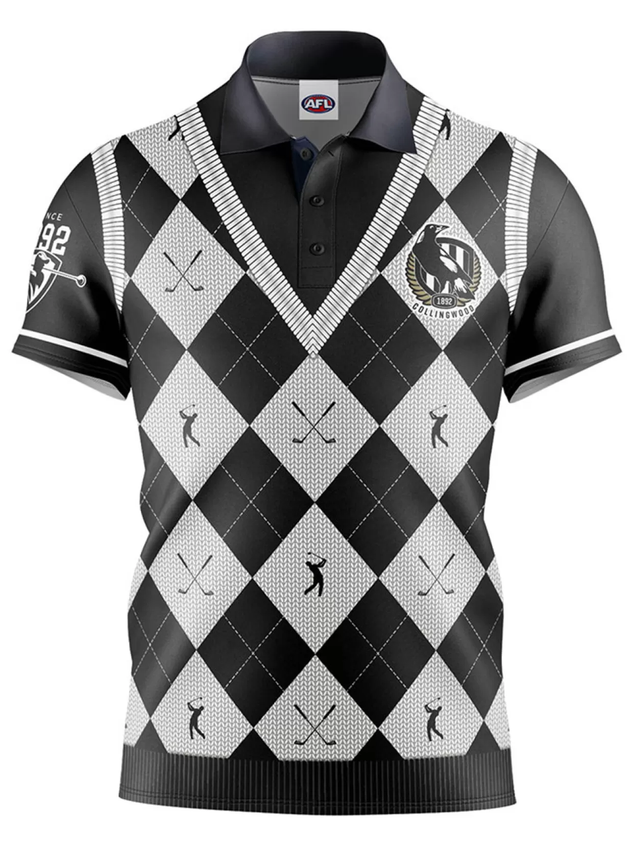 Men Official AFL Shirts< Fairway Golf Polo Shirt - Collingwood Magpies