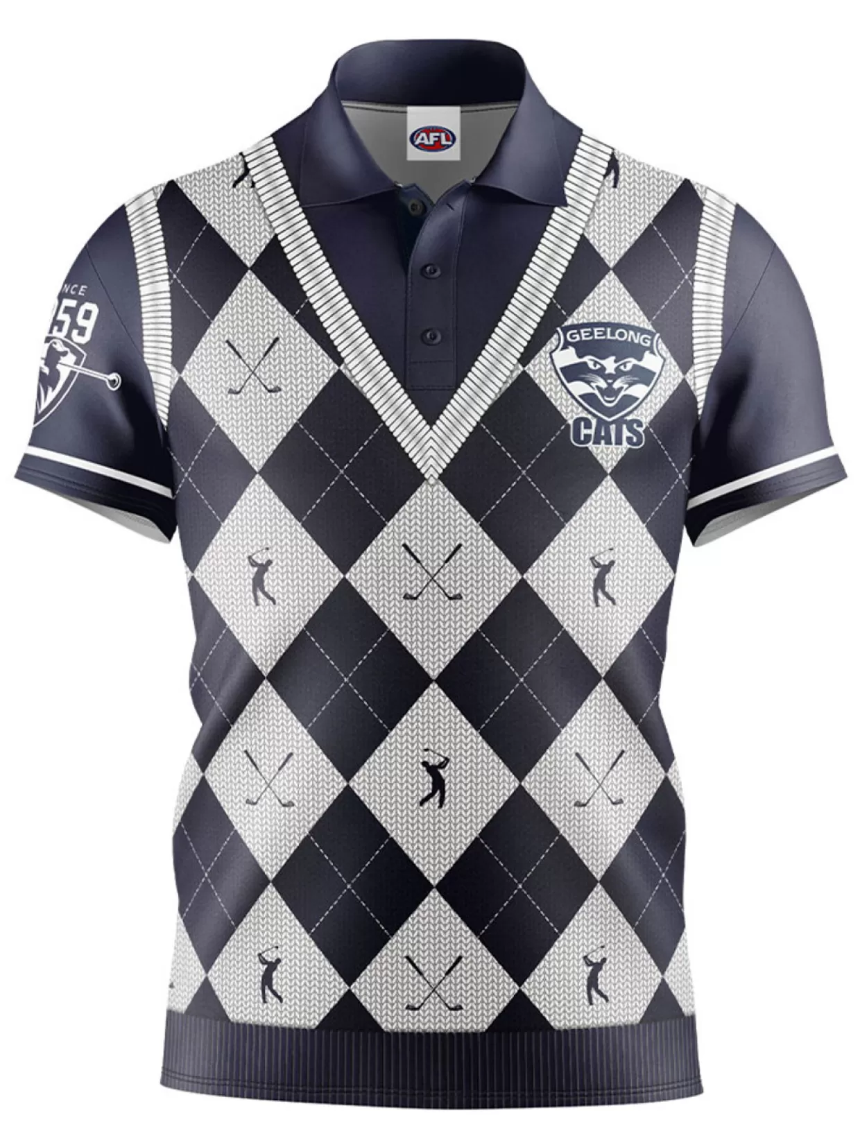 Men Official AFL Shirts< Fairway Golf Polo Shirt - Geelong Cats