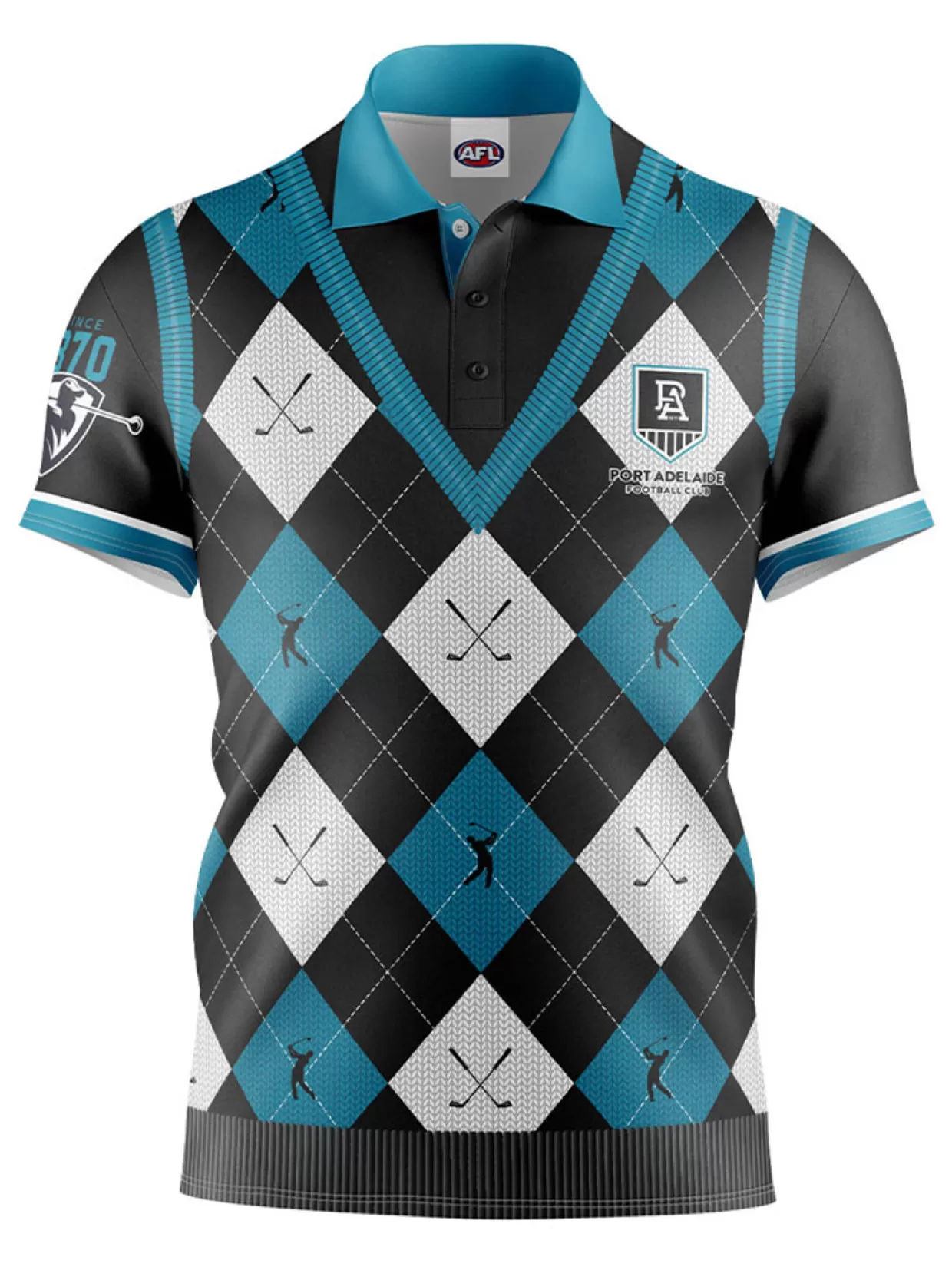 Men Official AFL Shirts< Fairway Golf Polo Shirt - Port Adelaide