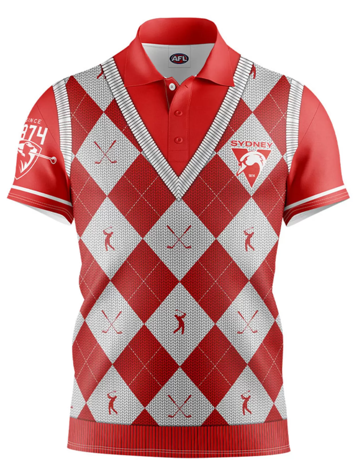 Men Official AFL Shirts< Fairway Golf Polo Shirt - Sydney Swans