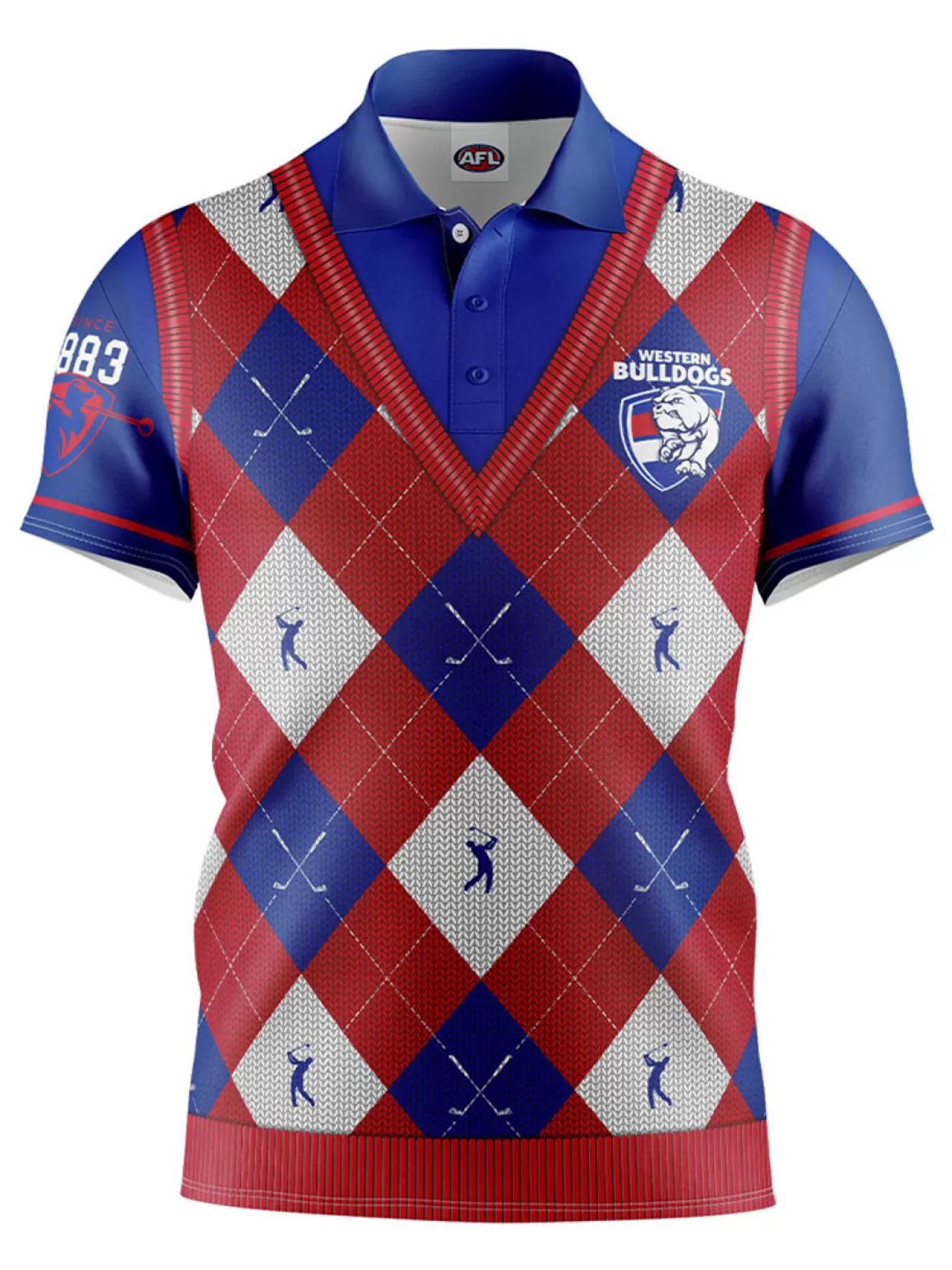 Men Official AFL Shirts< Fairway Golf Polo Shirt - Western Bulldogs