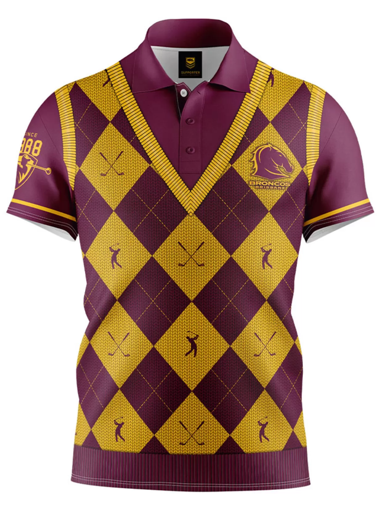 Men NRL Shirts<Official Fairway Golf Polo Shirt - Brisbane Broncos