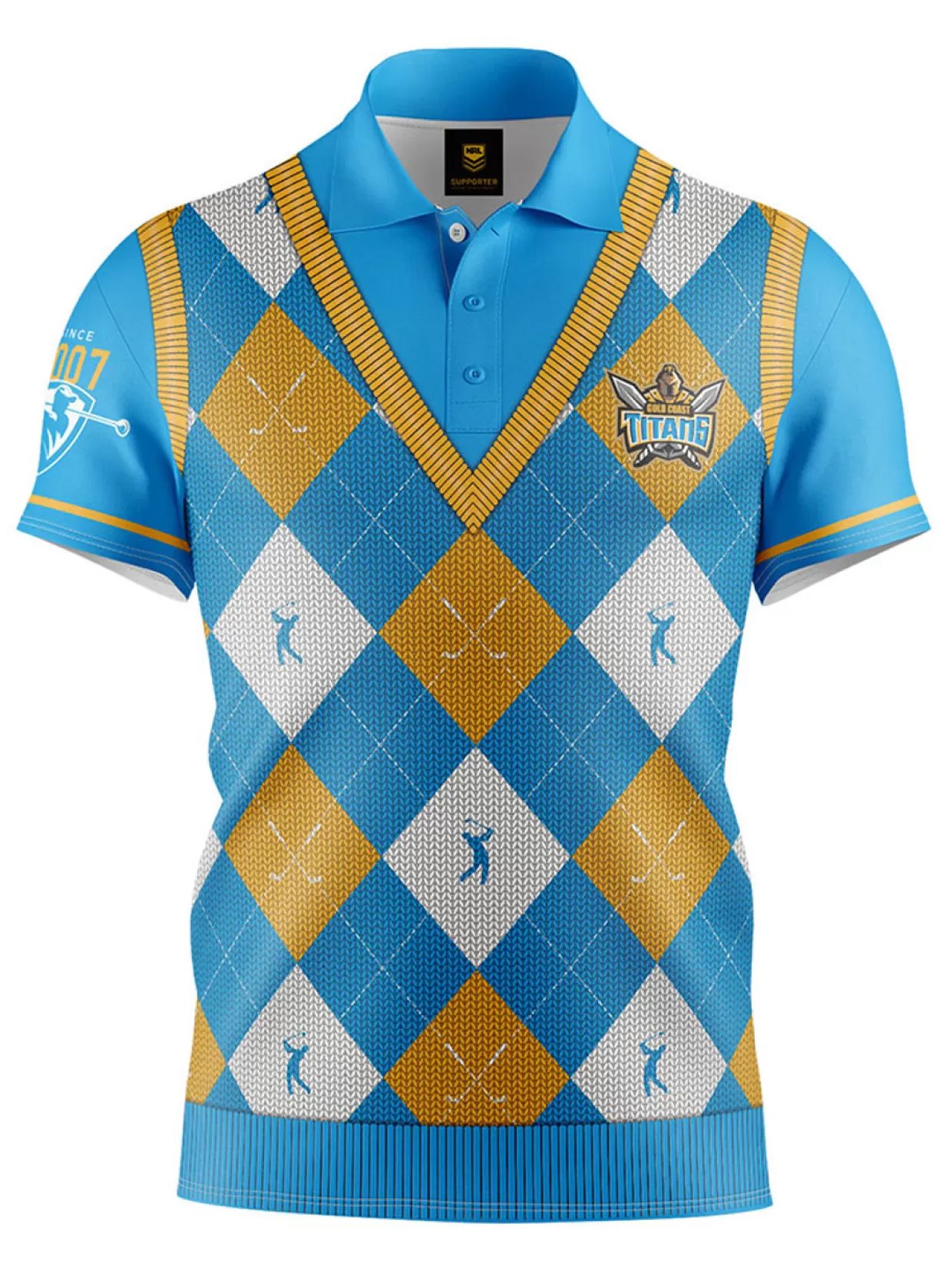 Men NRL Shirts<Official Fairway Golf Polo Shirt - Gold Coast Titans