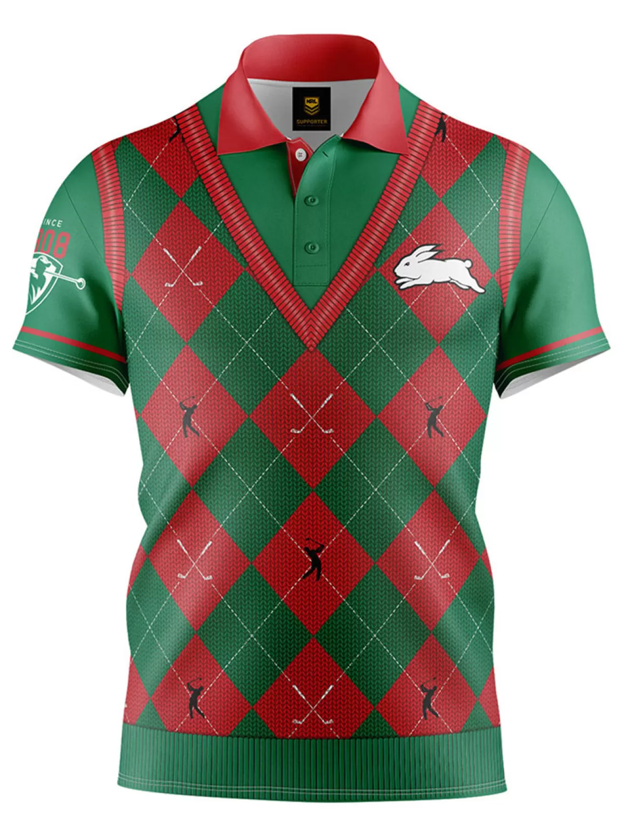 Men NRL Shirts<Official Fairway Golf Polo Shirt - South Sydney Rabbitohs