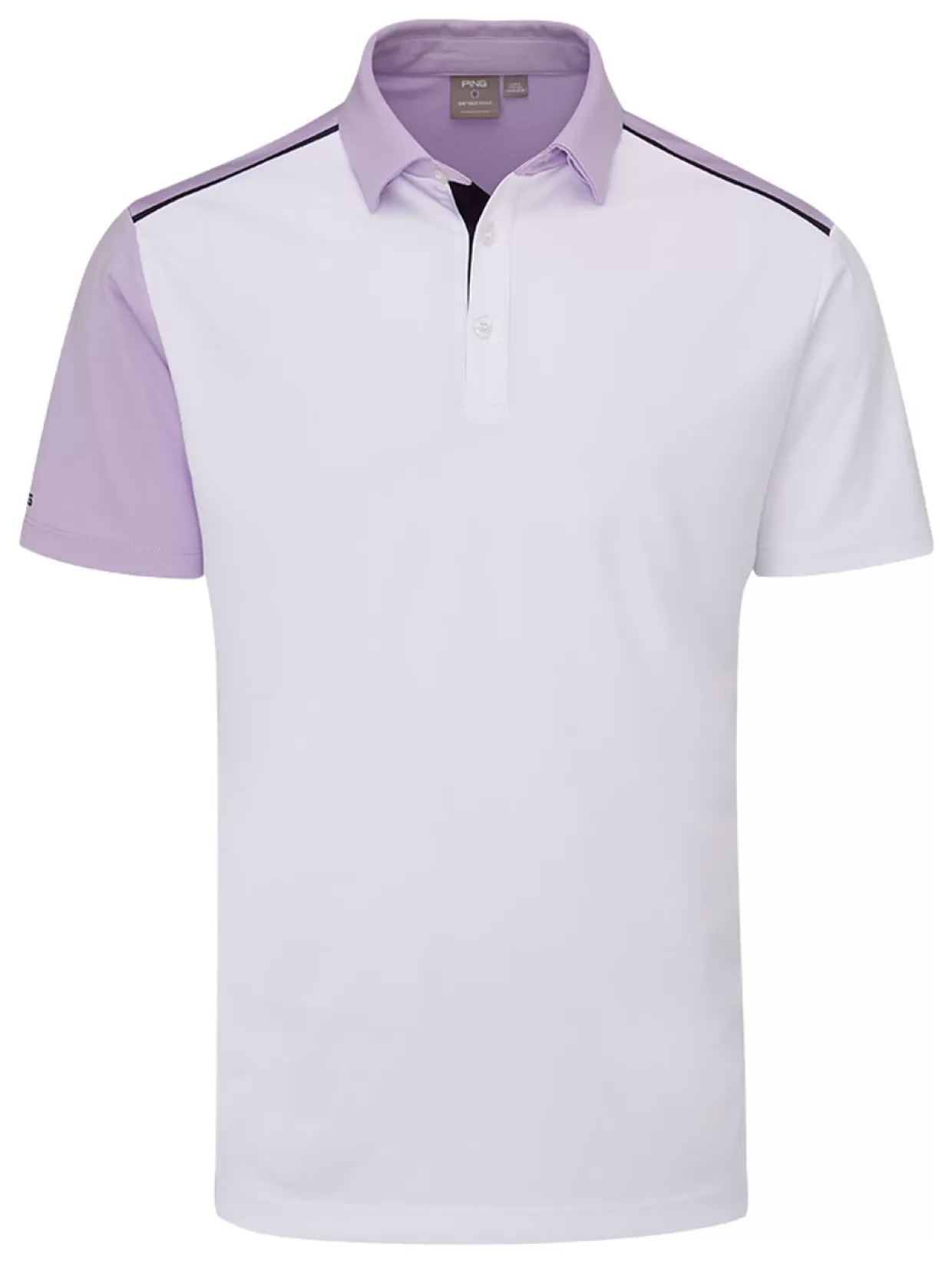 Men PING Shirts< Mack Tailored Fit Polo - White/Cool Lilac Multi