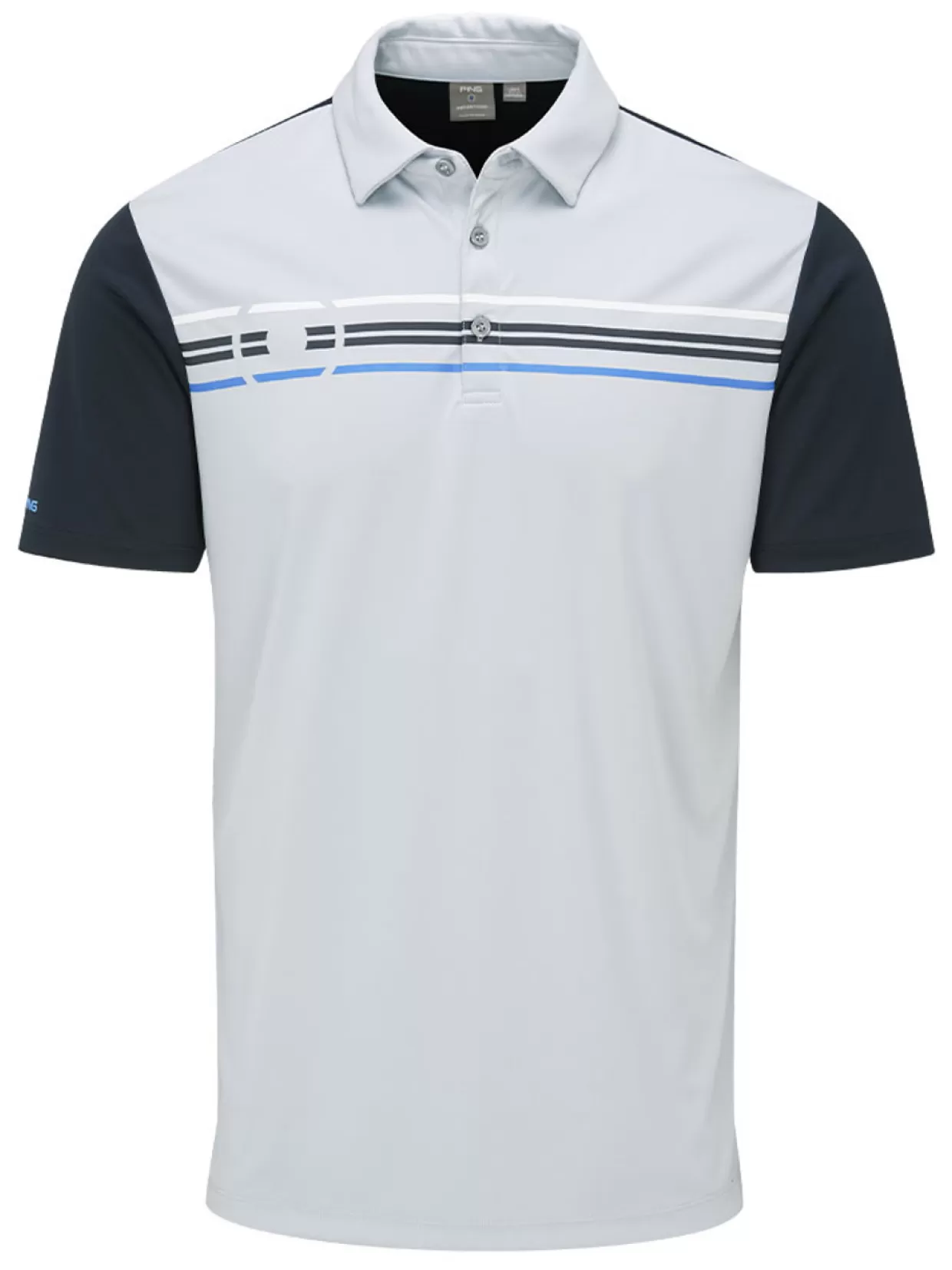 Men PING Shirts< Morten Tailored Fit Polo - Pearl Grey/Navy Multi