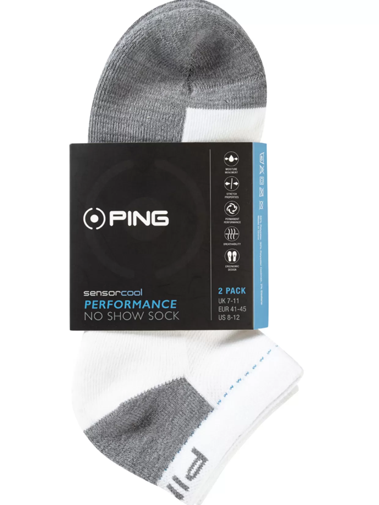 PING Socks< Sensorcool No Show 2 Pack Socks - White