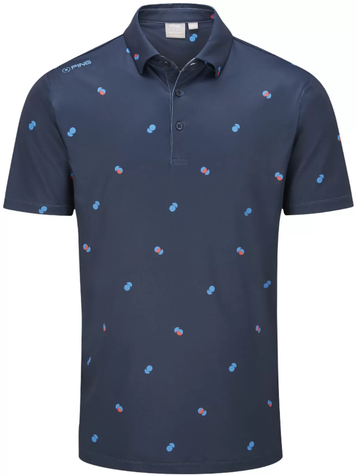 Men PING Shirts< Two Tone Tailored Fit Polo - Navy/Poppy Multi