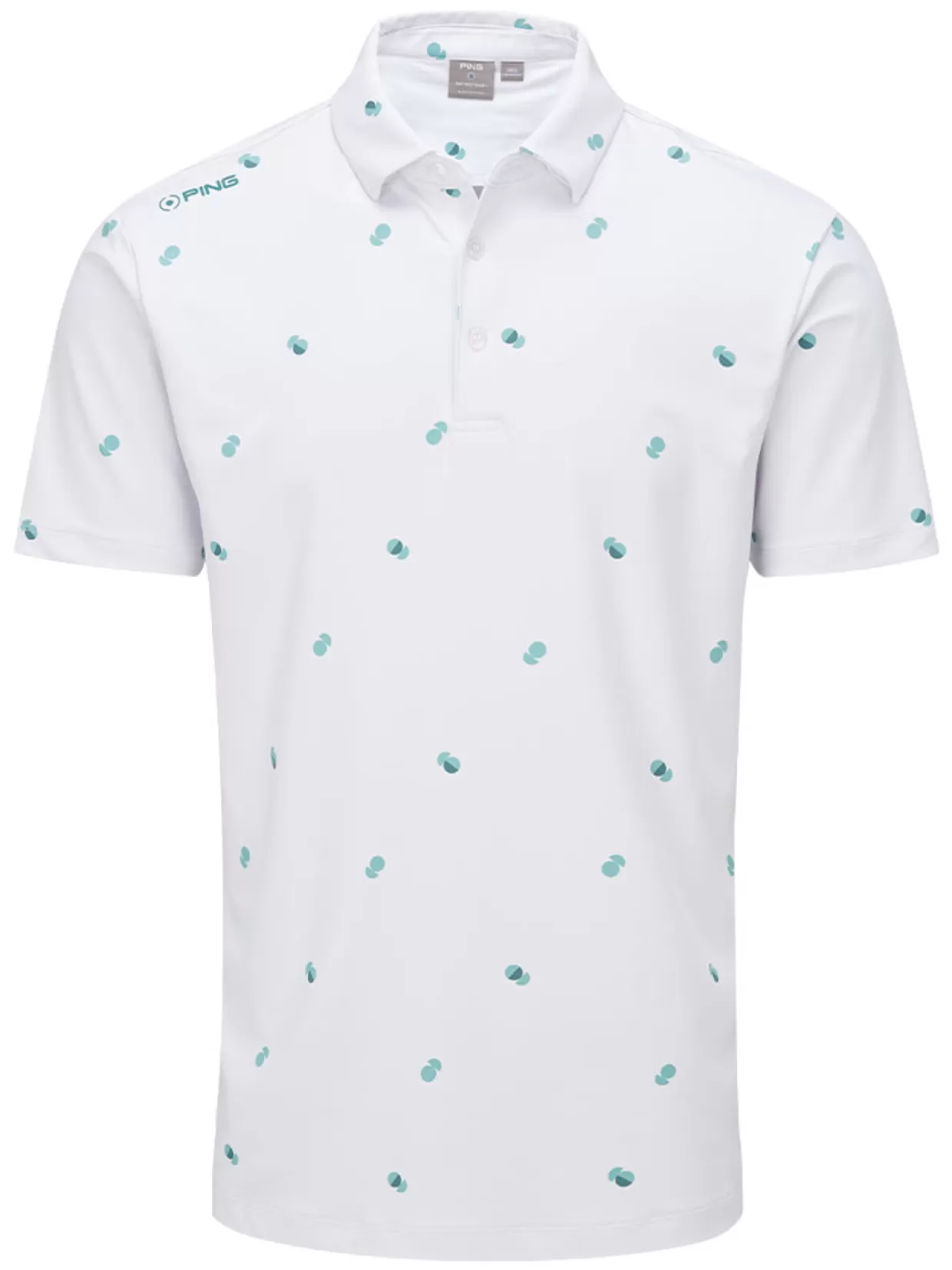 Men PING Shirts< Two Tone Tailored Fit Polo - White/Aquarius Multi