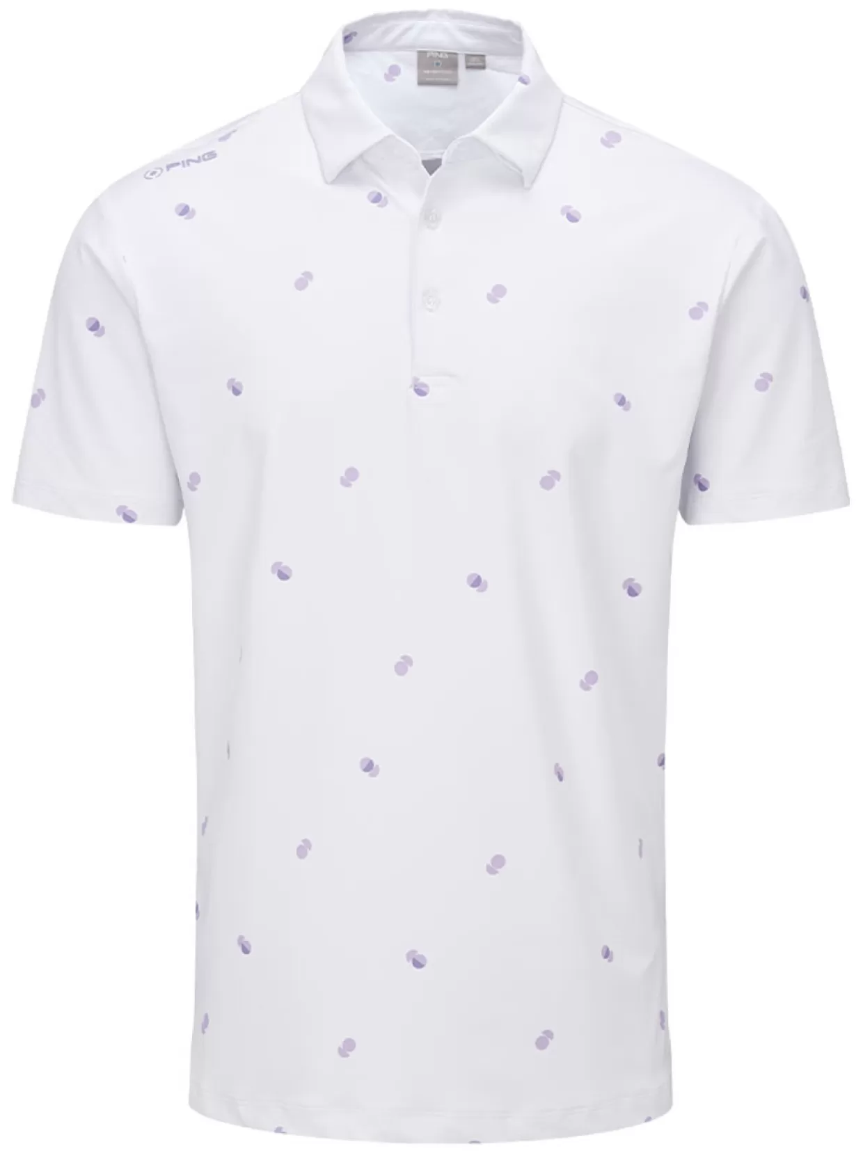 Men PING Shirts< Two Tone Tailored Fit Polo - White/Cool Lilac Multi