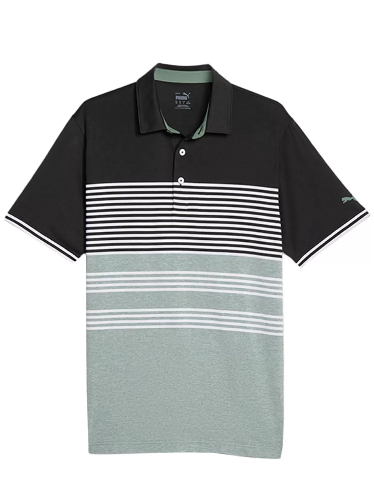 Men Puma Shirts< Mattr Track Golf Polo - Black/Eucalyptus Heather