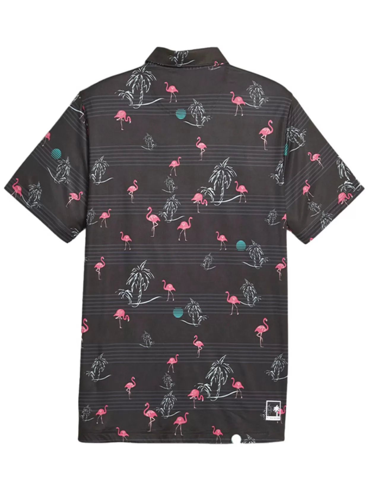 Men Puma Shirts< X Palm Tree Crew Print Polo - Black/Charming Pink