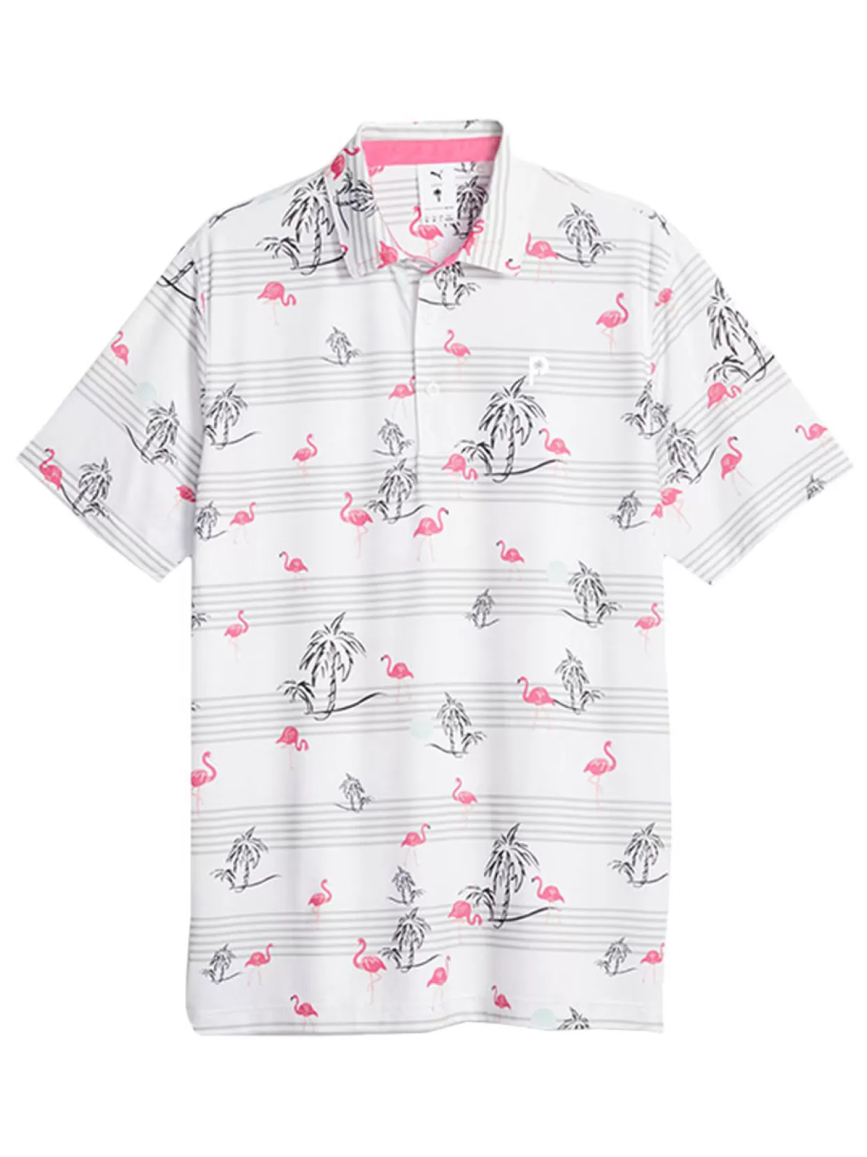 Men Puma Shirts< X Palm Tree Crew Print Polo - White Glow/Charming Pink