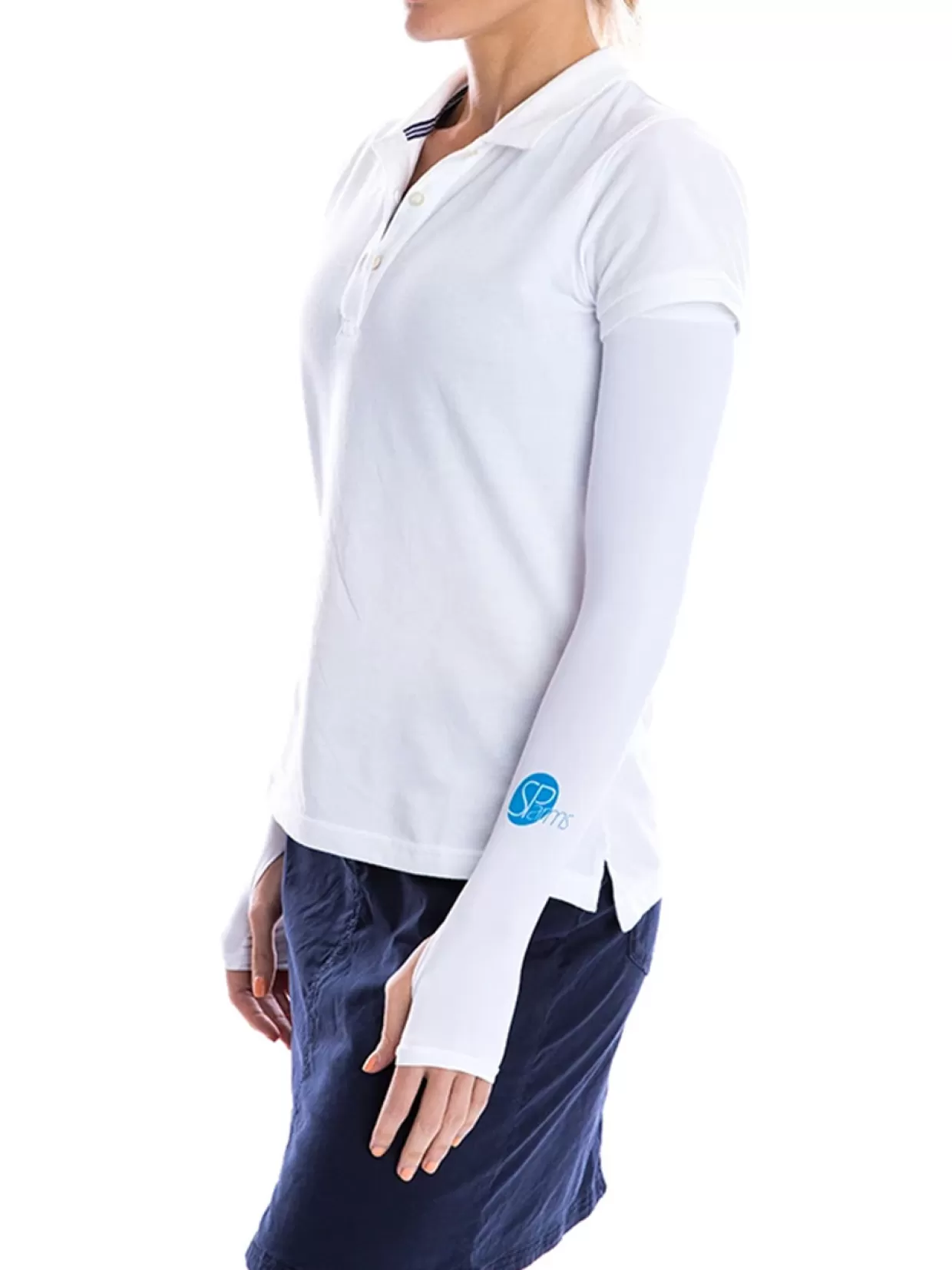 SParms Sleeves< Sun Protection Arm Sleeves With Thumbhole - White