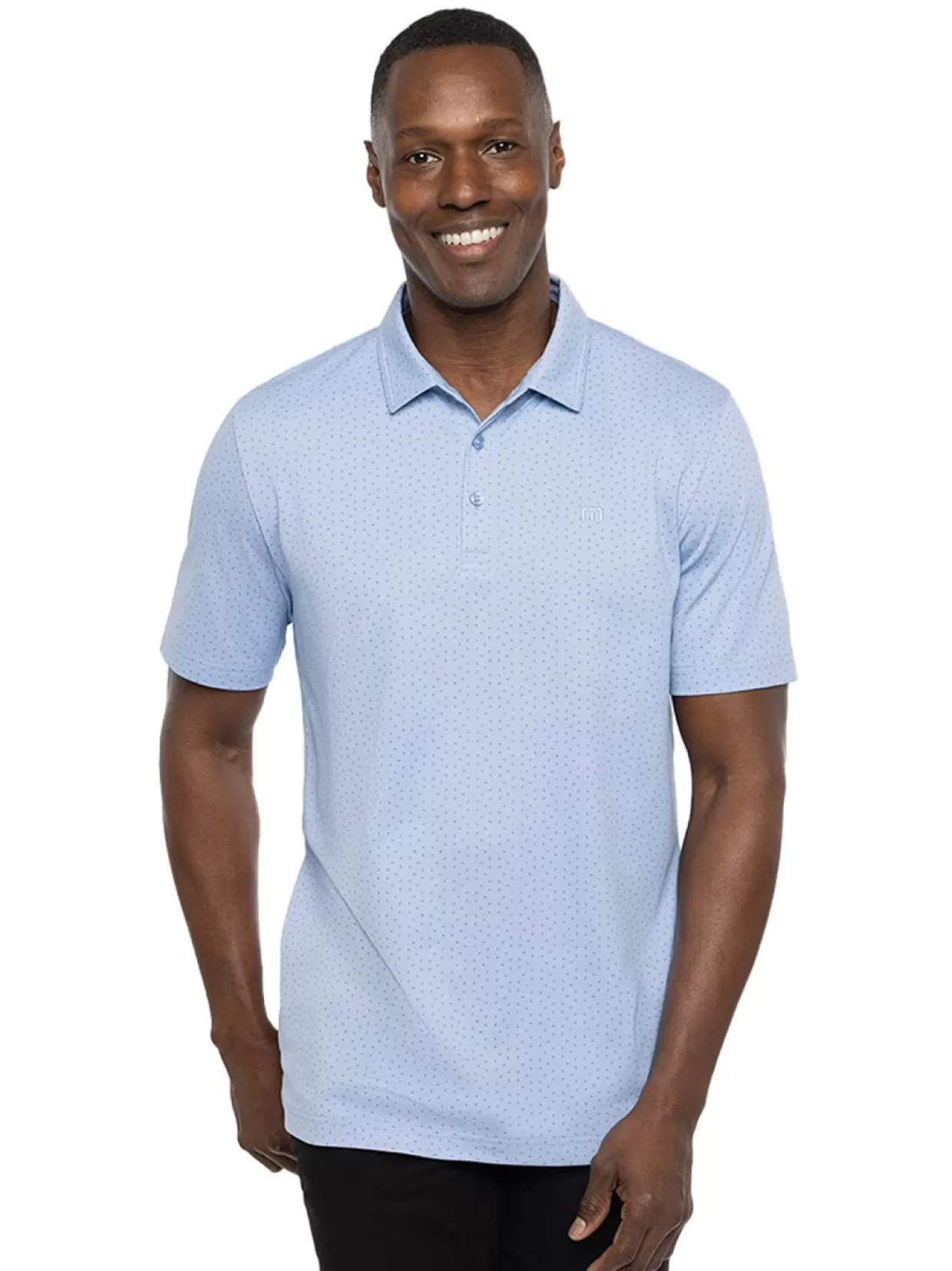 Men Travis Mathew Shirts< Carnaval Polo - Heather Blue Air Blue