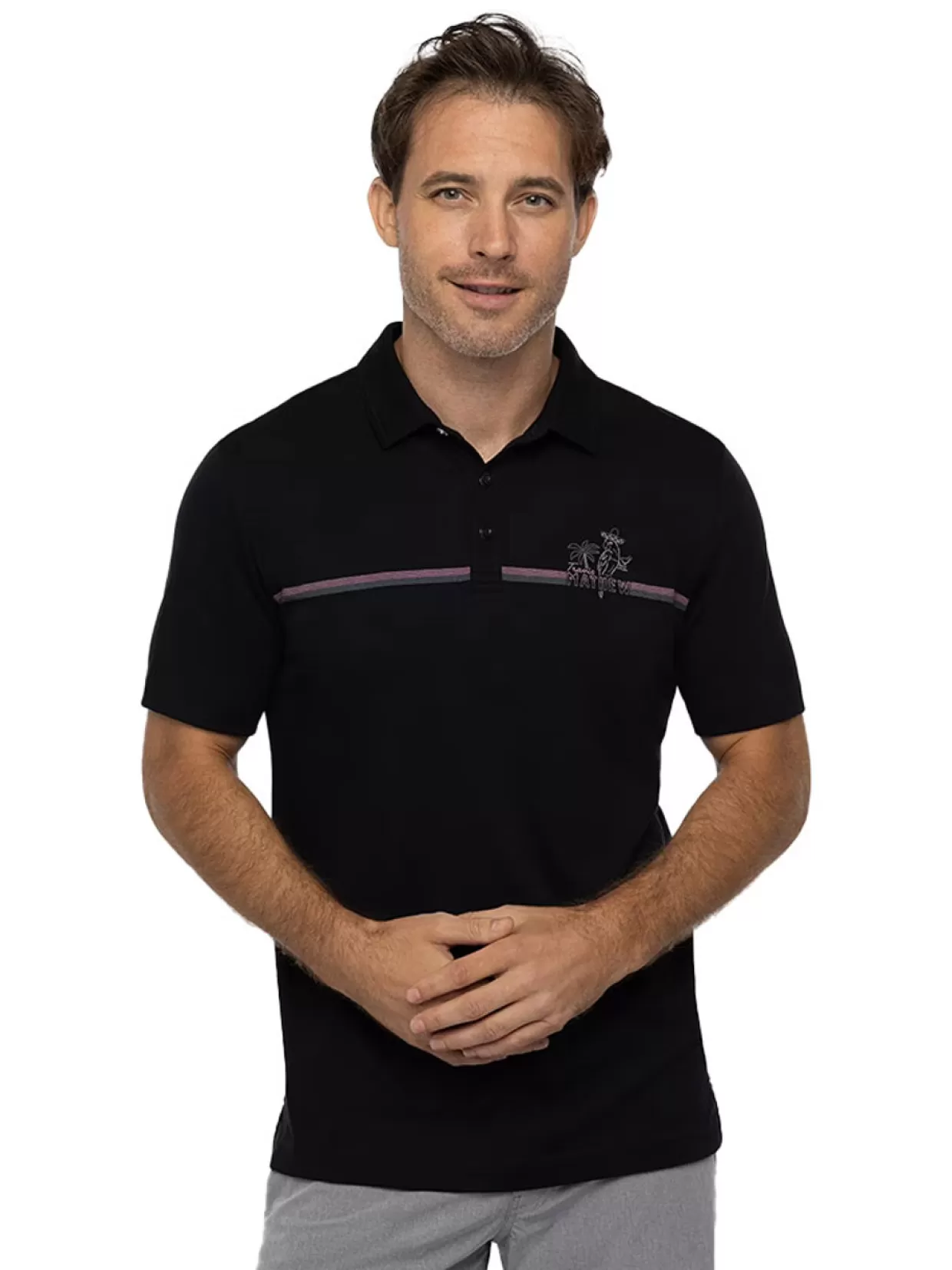 Men Travis Mathew Shirts< High Surf Polo - Black