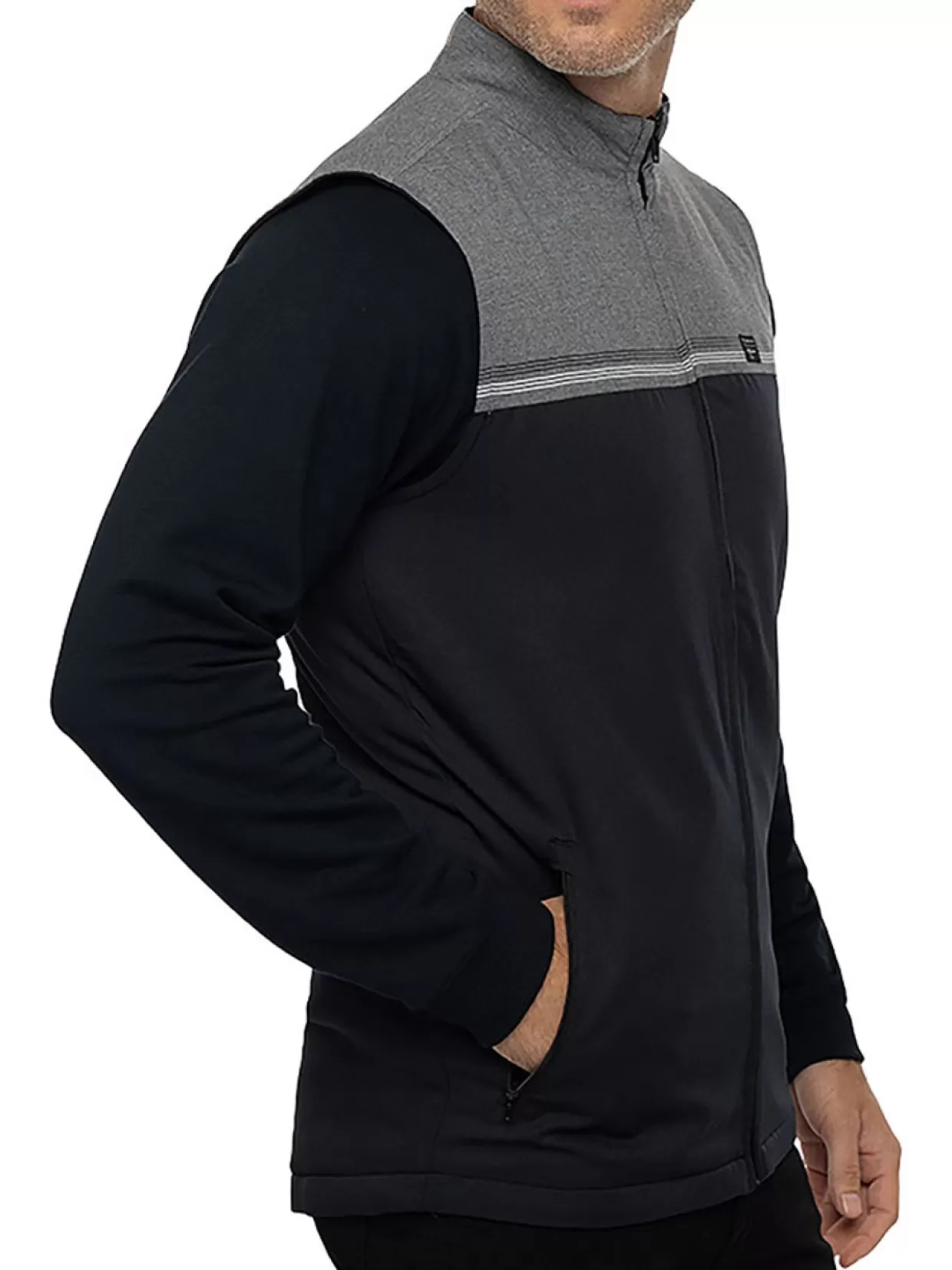 Men Travis Mathew Vests< Pascuales Vest - Heather Grey Pinstripe