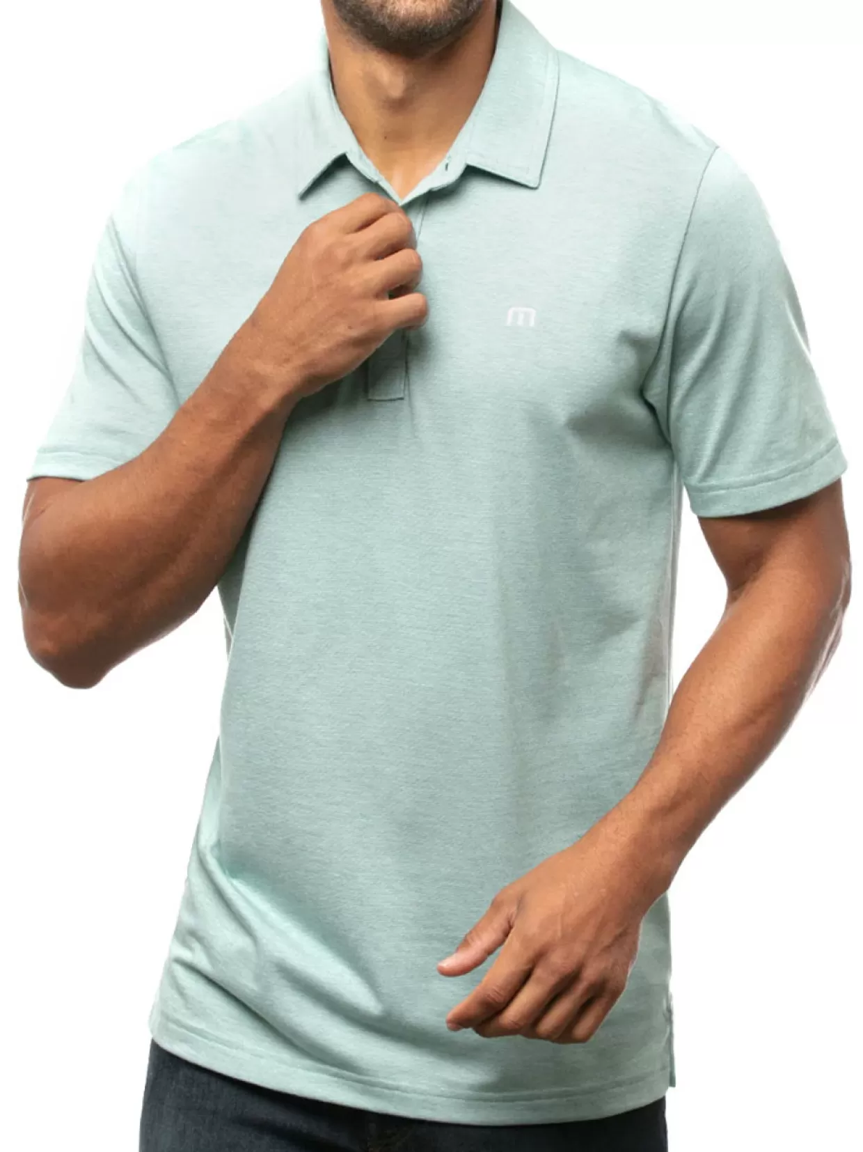 Men Travis Mathew Shirts< The Zinna Polo - Heather Beryl Green